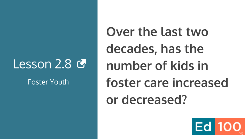Ed100 Lesson 2.8 - Over decades, has the number of foster kids increased or decreased?
